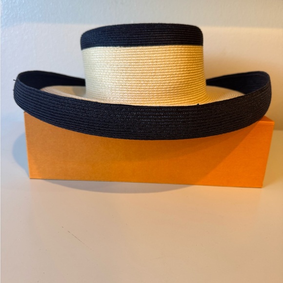 Nordstrom Black and Tan Raffia Hat Made in Italy - Picture 5 of 7